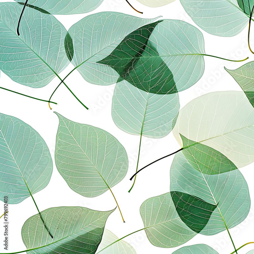 abstract pattern of fresh tree leaves on clean isolated background