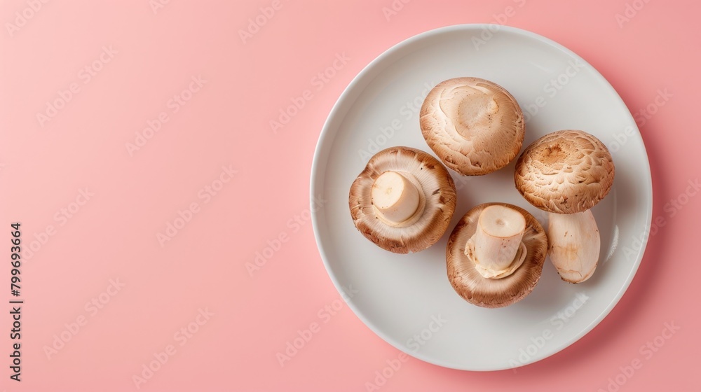 custom made wallpaper toronto digitalFlat lay mushroom organic fungus plant on white plat for cooking copy space isolated