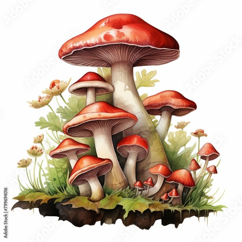 Detailed and Realistic Style  Accurate depiction of mushroom textures and features
