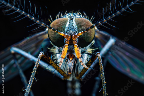 Extreme macro of mosquito, Mosquito, close-up of mosquito, mosquito under microscope photo