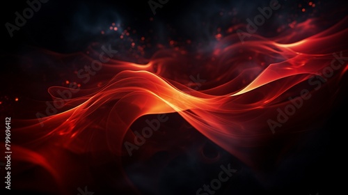 Dynamic red energy streams on a black background  low angle view  motion blur effect   hyper realistic