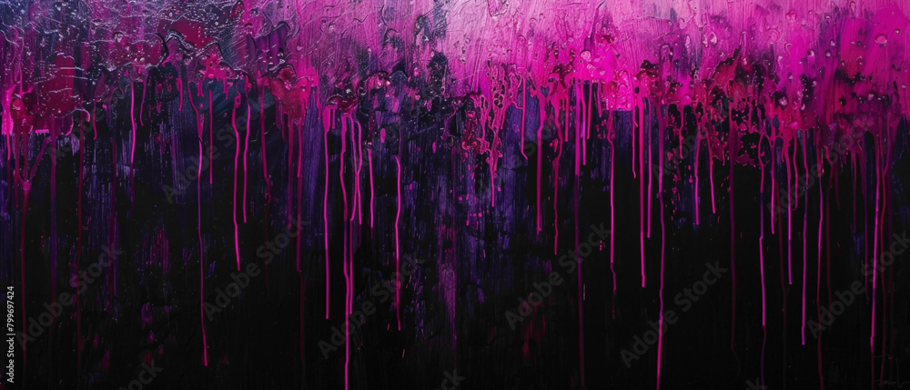 Cascades of magenta and violet cascading down a canvas of midnight black, evoking a sense of wonder and enchantment in their wake.