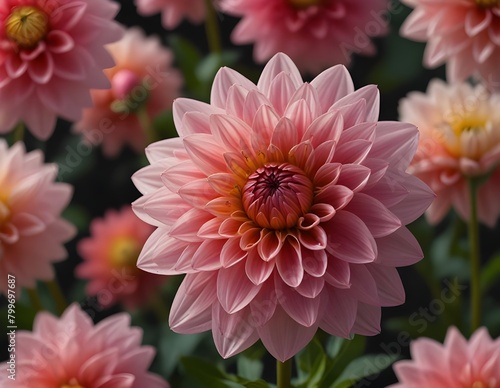 Exotic pink dahlia flower isolated.