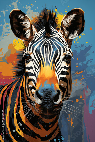 zebra painting for wall  for frame  art  creative  unusual  mixed  paints  splashes  colored zebra 