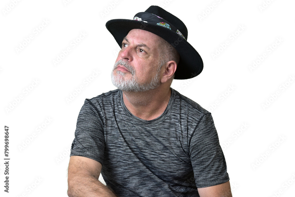 portrait adult man bald white beard face expression happy thoughtful male model gentleman in black clothes image. portrait adult man bald white beard face expression happy thoughtful male model gentleman in black clothes image.