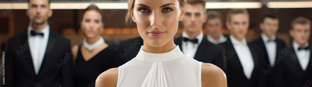 Elegant woman in formal attire at a formal event Elegant woman in formal attire at a formal event