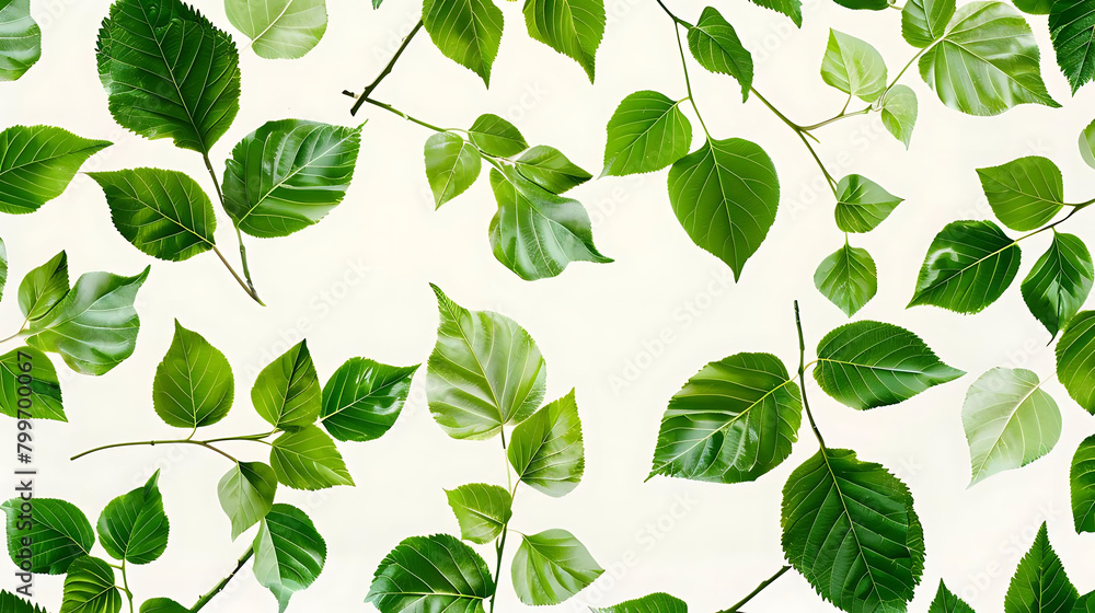 botanical pattern of green leaves on isolated background botanical pattern of green leaves on isolated background