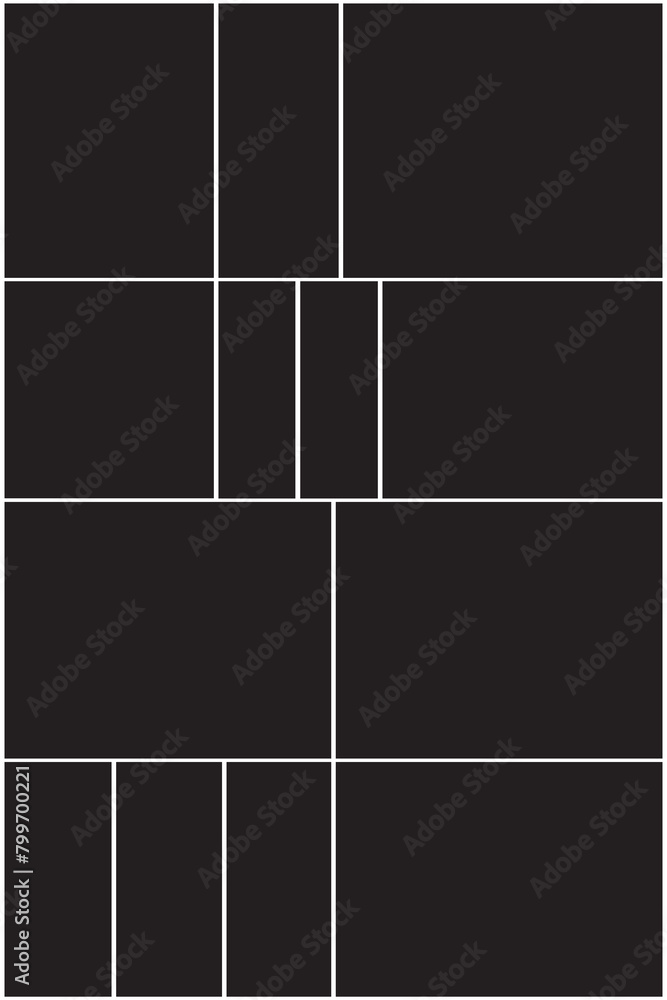White frames with black background. Abstract background photo collage