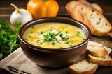 Hearty vegetable soup with crusty bread