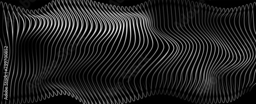 3D Vector wave lines pattern smooth curve flowing dynamic white light isolated on black background for concept of technology, digital, communication