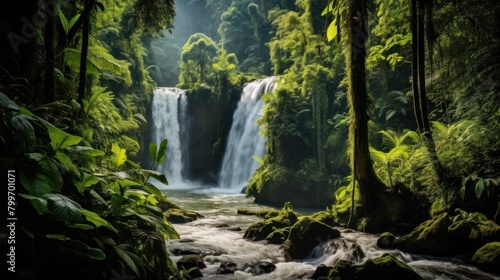 Lush Tropical Waterfall Landscape