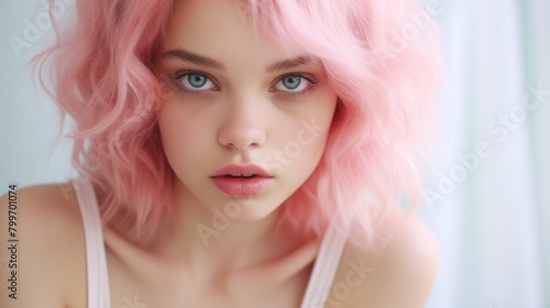 Captivating Portrait of a Woman with Vibrant Pink Hair