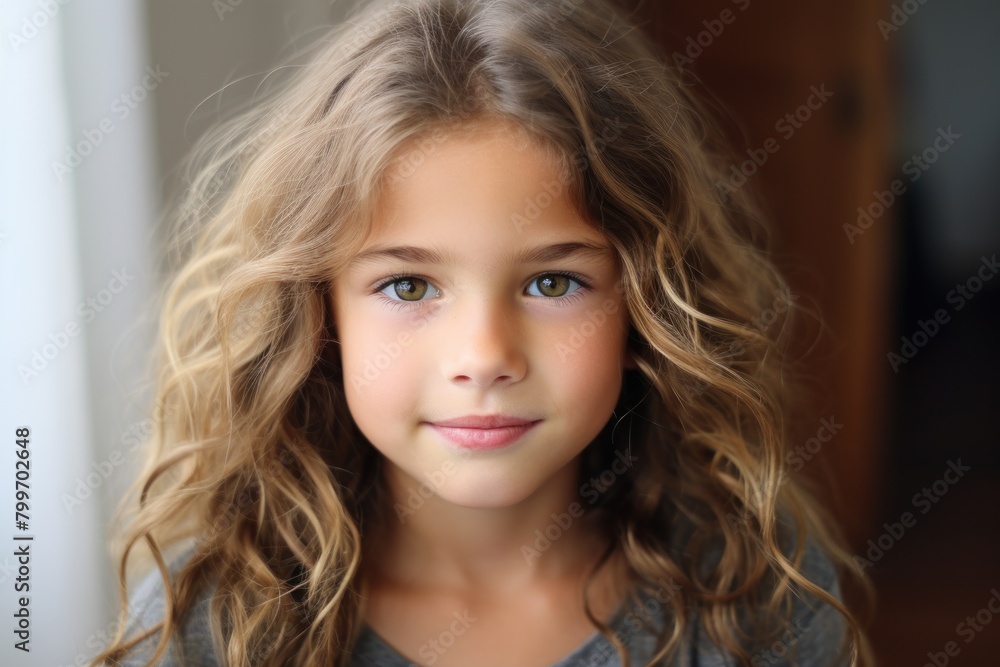 Charming young girl with curly hair
