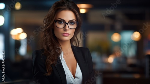 Confident businesswoman in glasses