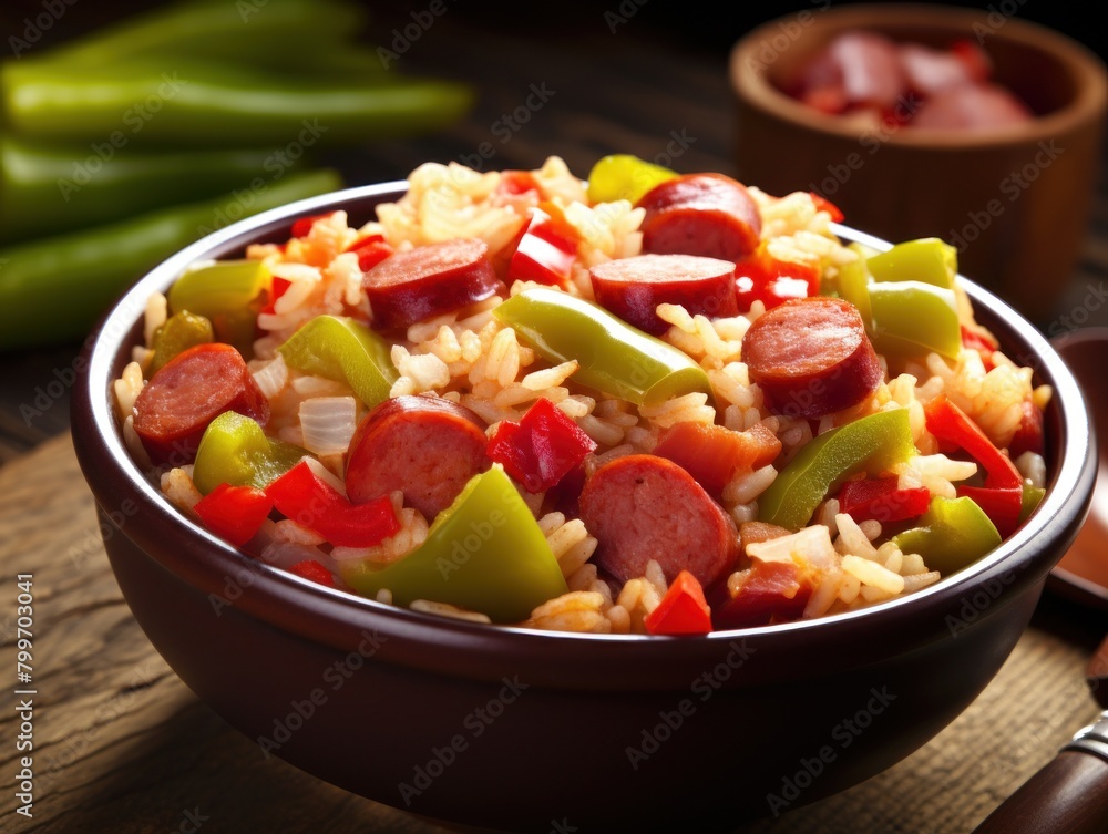 Delicious rice and sausage dish