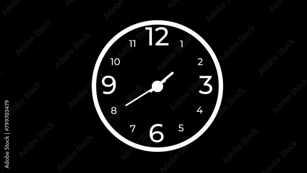 Animation of Clock Icon for time display Black background Animation of Clock Icon for time display Black background
