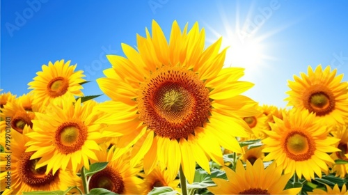 Vibrant Sunflower Field Under Bright Sky