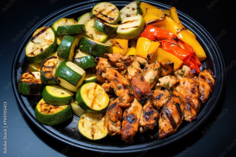Grilled Chicken and Vegetables on a Plate Grilled Chicken and Vegetables on a Plate