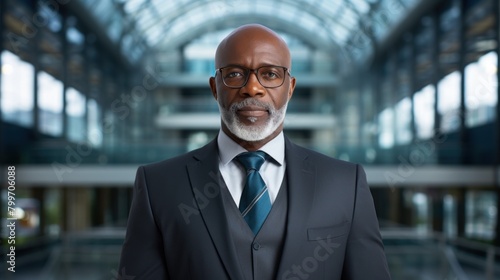 Confident businessman in suit and glasses