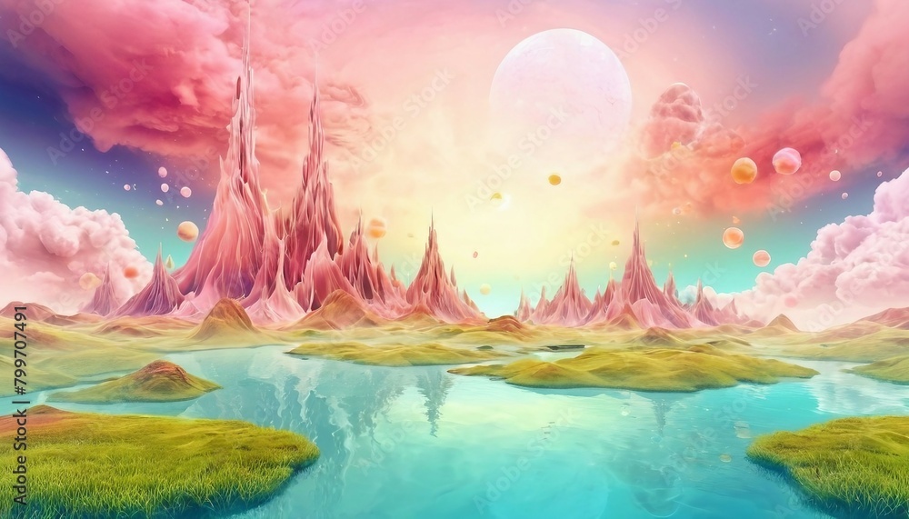 Fototapeta premium Dreamscape Surrealism: Background with Surreal Elements in a Dreamy Landscape