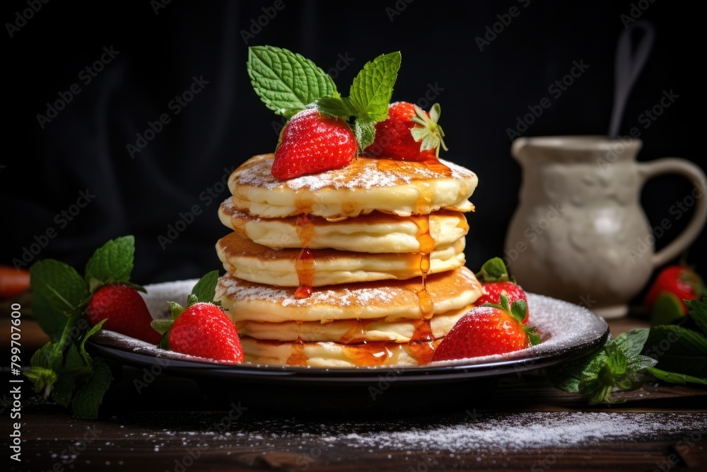 Delicious Homemade Pancakes with Fresh Strawberries Delicious Homemade Pancakes with Fresh Strawberries
