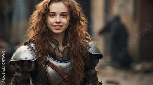 Adventurous young woman in medieval armor © Balaraw