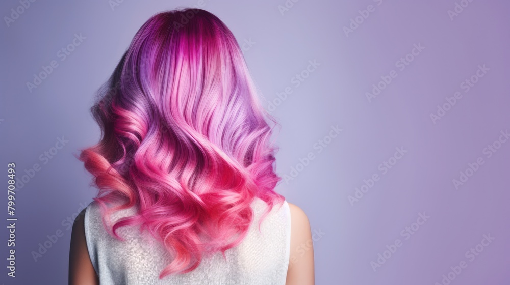 Vibrant pink and purple ombre hair