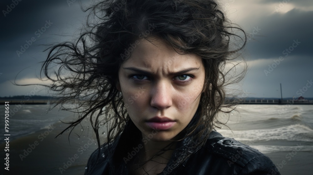 Intense Gaze of a Fierce Woman