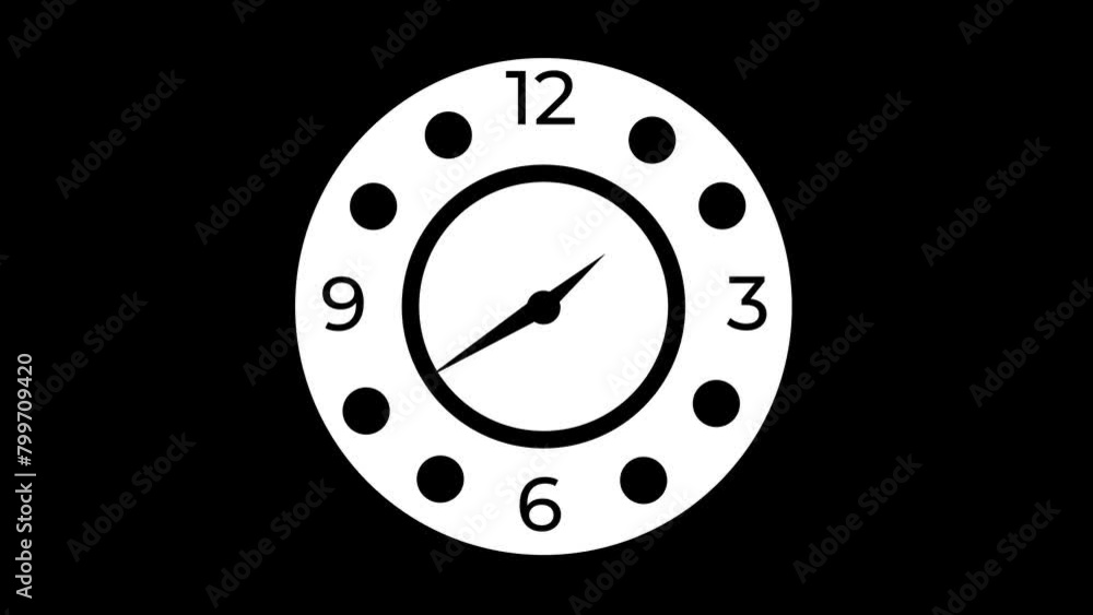 Animation of Clock Icon for time display Black background Animation of Clock Icon for time display Black background
