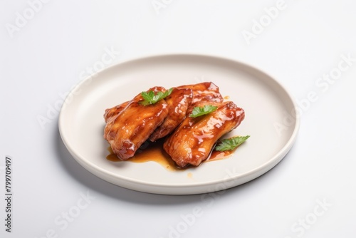 Delicious barbecue chicken wings on a plate