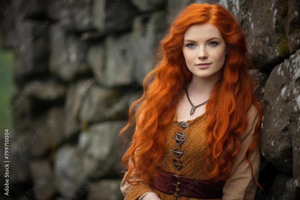 Enchanting Redhead in Rustic Setting Enchanting Redhead in Rustic Setting