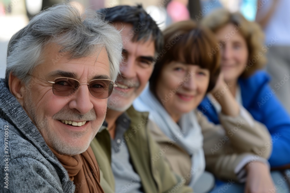 Portrait of a happy senior couple with their family in the background Portrait of a happy senior couple with their family in the background