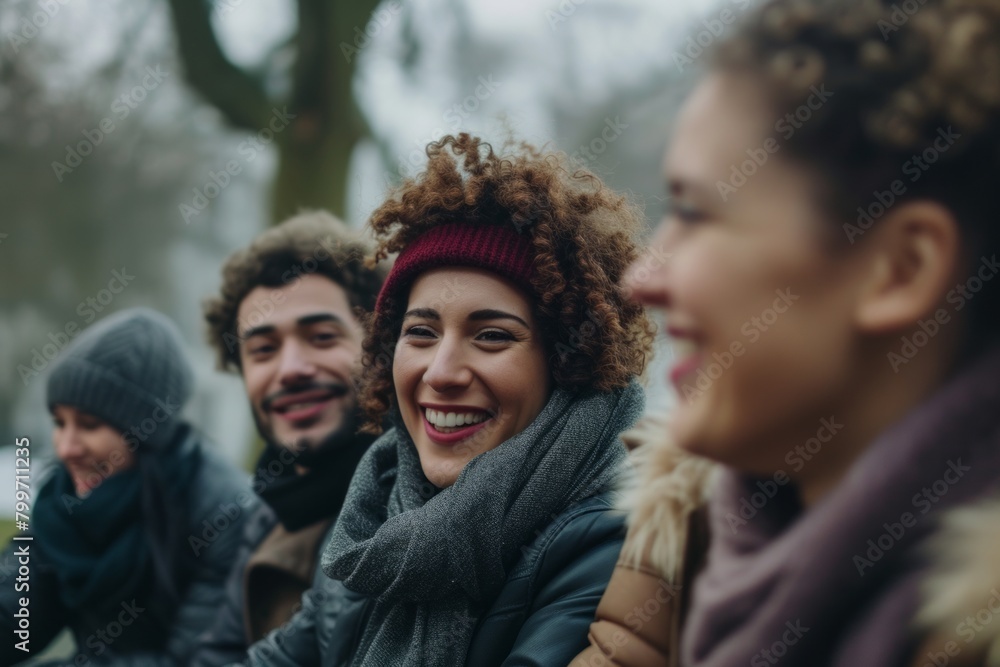 Multiethnic group of friends having fun outdoors - Happy people bonding and having fun Multiethnic group of friends having fun outdoors - Happy people bonding and having fun