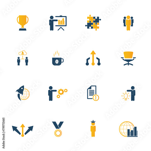 Universal business management and human resources icon set. Universal icons for web and mobile. Vector.