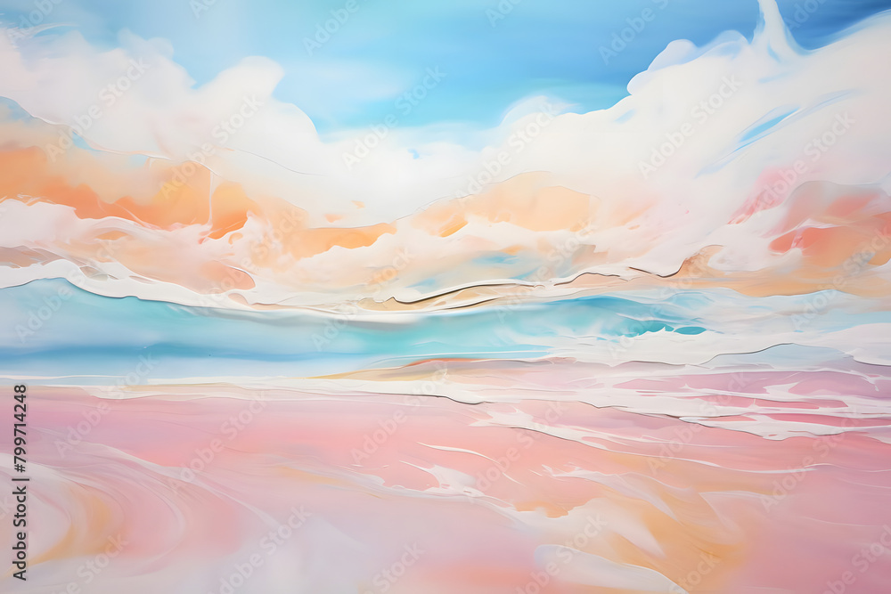 Glowing Beach Bliss, abstract landscape art, painting background, wallpaper, generative ai