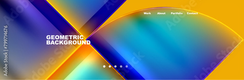 A vibrant geometric background featuring a colorful blend of yellow and blue gradients, reminiscent of liquid azure fluid. The pattern creates an electric blue aqua art with tints and shades