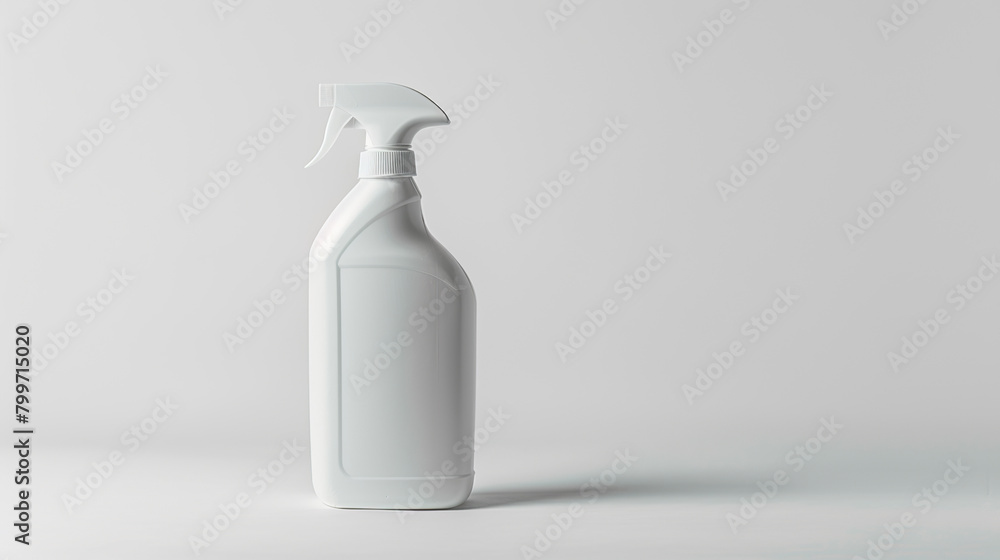 White spray plastic bottle on white background created with Generative Ai technology White spray plastic bottle on white background created with Generative Ai technology