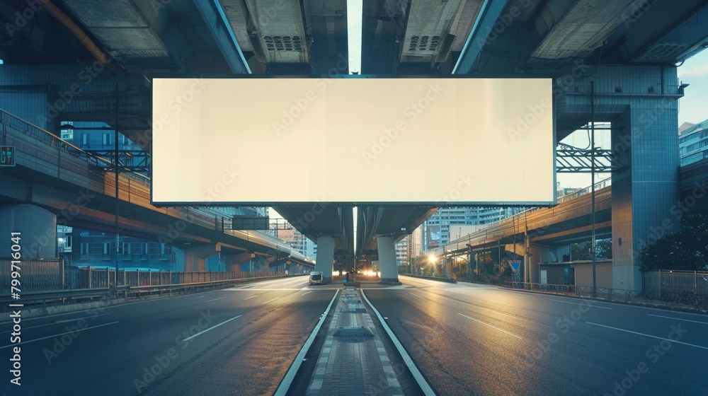 Banner mockup hanging over an expressway Banner mockup hanging over an expressway