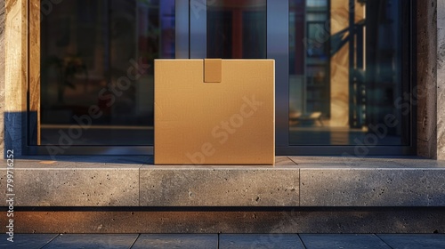 E-commerce delivery box mockup on a doorstep