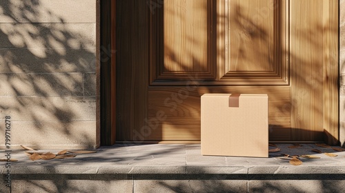E-commerce delivery box mockup on a doorstep