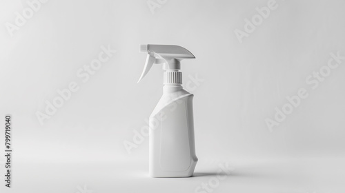 White spray plastic bottle on white background created with Generative Ai technology