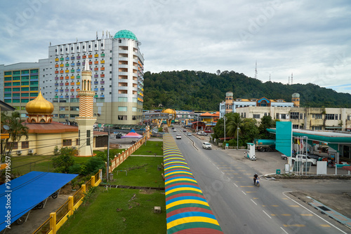  The city center with its business and office buildings at Limbang Sarawak.,