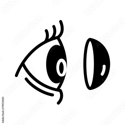 Vector solid black icon for Contact lens