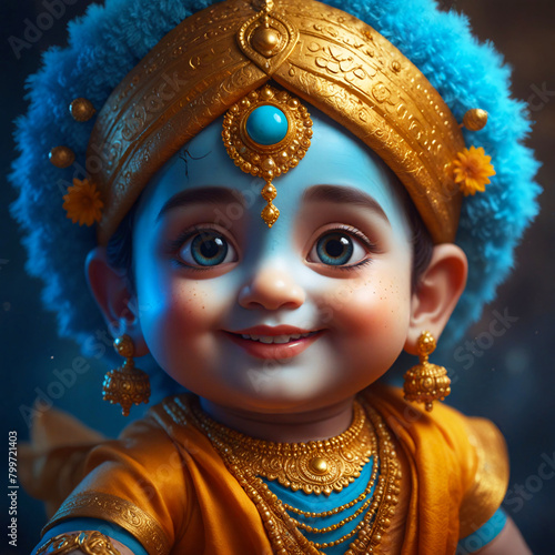 cute portrait of baby krishna 