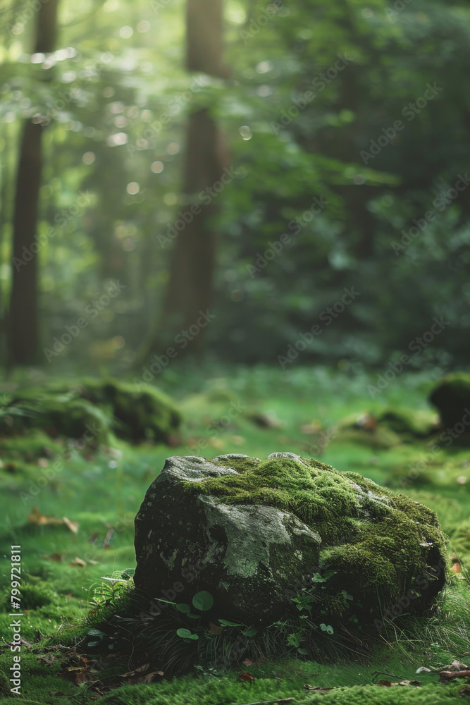 A tranquil woodland scene featuring a moss-covered boulder, with its soft green hues and velvety textures creating a minimalist composition that highlights the subtle beauty of nature's growth A tranquil woodland scene featuring a moss-covered boulder, with its soft green hues and velvety textures creating a minimalist composition that highlights the subtle beauty of nature's growth