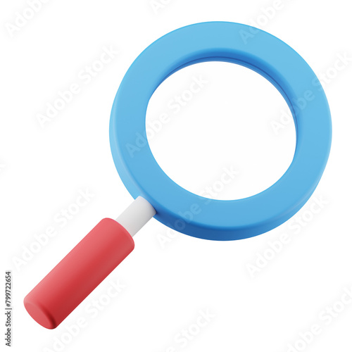 Magnifying glass illustration isolated. 3d render magnifier icon.