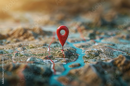 The pin is a placemark on the navigation map.