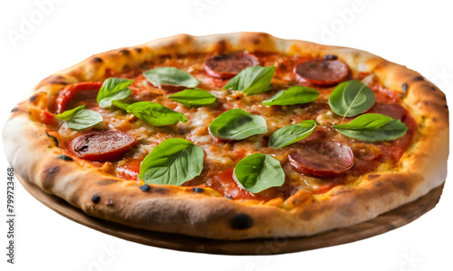 Real Italian 'Pizza Margherita' from Naples, isolated on a transparent background.