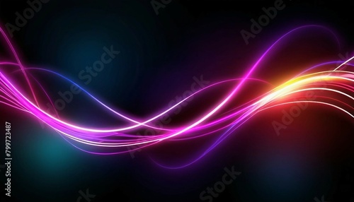 Abstract neon lights background with glowing lines and futuristic vibes.