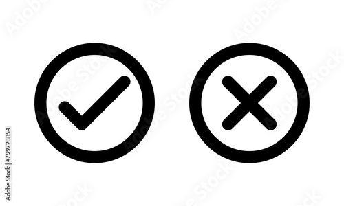 Two check marks black round outline icons photo
